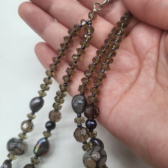 VTG Nakamol Thailand Handmade Floral Necklace Wire Wrapped Beaded Statement - Picture 13 of 13